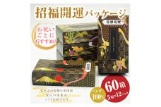 ティッシュペーパー 「招福開運ボックスティッシュ」 60箱 (5箱 × 12パック) (1パック100組 (200枚)) パルプ100％ 国産 贈答 お祝い ギフト プレゼント 林製紙 富士市 日用品 (a1776)