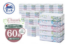 ボックスティッシュ Chuari 計60箱 (5箱×12パック) (1箱 120組 240枚) パルプ100％ ソフト 箱ティッシュ ティッシュペーパー 富士山 雪解け水 テッシュ テイッシュ 防災 備蓄 日用品 生活用品 消耗品 静岡県 富士市 [sf002-194]