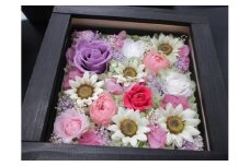 ブリザードフラワー 「富士のかぐや姫 花手箱 M」(プリザーブドフラワー ボックス アレンジメント) 贈答品 田辺建設 富士市(1878)