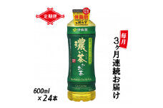 定期便 3回 伊藤園 お～いお茶 濃い茶 600ml×24本 全3回 PET おーいお茶 ペットボトル ケース セット 備蓄 防災 飲料 富士市 [sf066-019]