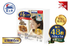 定期便 6回 ペットシーツ 【極】シリーズ 厚型ワイド 48枚 ペット用 犬用 猫用 トイレシーツ 日用品 ペット用品 防災 備蓄 消耗品 ドッグ キャット わんちゃん ねこちゃん 静岡県 富士市 [sf077-146]