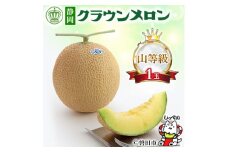 ＜通年出荷＞クラウンメロン(山等級)1玉　化粧箱入_ メロン クラウンメロン めろん 1玉 化粧箱 果物 くだもの フルーツ 甘い デザート 贈答 ギフト プレゼント 産直 産地直送 静岡県 送料無料 【1416435】