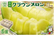 ＜通年出荷＞クラウンメロン(白等級)6玉入_ メロン クラウンメロン めろん 6玉 箱入り 箱 果物 くだもの フルーツ 濃厚 甘い デザート 贈答 ギフト プレゼント 産直 産地直送 静岡県 送料無料 【1416427】