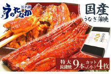 浜名湖・うなぎのたなかのふっくら柔らか国産うなぎ!どっさり山盛り!長蒲焼9本、カット(小)4枚【1417598】
