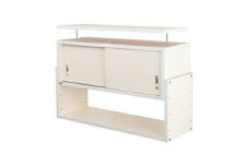 耐震上置き　じしん作くん　幅86cm×奥行29cmタイプ(ホワイト)　86-29W_ 棚 たな 収納 耐震 防災 転倒防止 耐震家具 地震 じしん 地震対策 固定 耐震上置き 天井つっぱり 隙間 バネ付き 引き戸扉 日本製 家具 インテリア ホワイト 静岡県 【1416347】