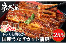 浜名湖・うなぎのたなかのふっくら柔らか♪国産うなぎカット蒲焼(中)3枚※合計255g程度_ ウナギ 鰻 うなぎ かば焼き 蒲焼き 人気 美味しい 国産 浜名湖 産地直送 個包装 ギフト 贈答 専門店 【1417603】