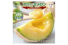 ＜毎月定期便＞アローマメロン(小玉)1玉・3ヵ月毎月お届け＜静岡高級マスクメロン＞全3回_ メロン めろん アローマメロン 定期便 化粧箱 果物 くだもの フルーツ デザート ギフト 贈答 産地直送 送料無料 【4006987】
