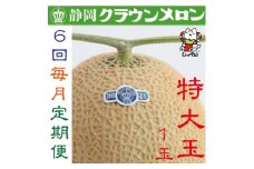 ＜毎月定期便＞クラウンメロン(白等級)特大玉1.5　1玉全6回_ クラウンメロン メロン 定期便 フルーツ 果物 くだもの 静岡県 マスクメロン 常温 人気 おすすめ 送料無料 贈答 ギフト 化粧箱 【4051468】