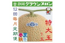 ＜毎月定期便＞クラウンメロン(白等級)特大玉1.5　1玉全12回_ メロン クラウンメロン めろん 定期便 全12回 大玉 化粧箱 果物 くだもの フルーツ 甘い 贈答 ギフト プレゼント 産直 産地直送 送料無料 【4051469】