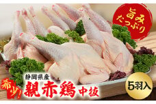 ＜希少!おやどり5羽入＞親赤鶏中抜◆旨みたっぷりの親鳥をお届け!丸鶏を中抜きで丸ごと!骨付鳥にも◎_ 鶏肉 鳥肉 親赤鶏 中抜 骨付鳥 親鳥 希少 おやどり おすすめ 送料無料 静岡県 冷凍 【1537506】