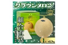 ＜組合直送＞静岡が誇る温室高級マスクメロン「クラウンメロン」1玉(約1.3kg)【1641536】