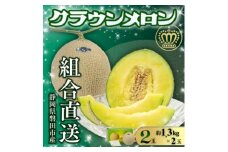 ＜組合直送＞静岡が誇る温室高級マスクメロン「クラウンメロン」2玉(1玉:約1.3kg)【1641552】