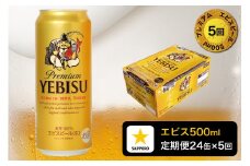 T0085-2205　【定期便5回】エビスビール500ml×1箱(24缶)