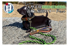 b170-001　首輪と肩掛けリードセット 大型犬用 ハンドメイド