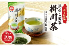 茶審査技術八段 掛川最高有段者 大井丈司監修!深蒸し掛川茶一番茶製造!100g×10袋セット【1096815】