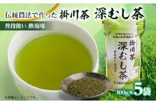 世界農業遺産　静岡の茶草場農法　掛川茶深むし茶・普段使い熱湯用　300g袋×5本【1109141】