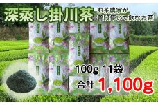 ＜産地直送＞お茶農家が普段使いで飲むお茶　1番茶100%深蒸し掛川茶100g×11袋　合計1.1kg【1525014】