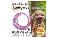＜犬用リード＞3WAYハンズフリーリード(超小型犬用)ネオンピンク×ターコイズ＜ゴールデンママ＞【1625460】