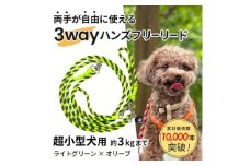 ＜犬用リード＞3WAYハンズフリーリード(超小型犬用)ライトグリーン×オリーブ＜ゴールデンママ＞【1663366】