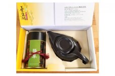 【お茶空間】フタの落ちない不思議な急須と缶入り煎茶200g「くつろぎセット」【ブラウン】