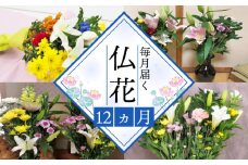 定期便 12回 12ヶ月 お届け お供えのお花DX（生花組花2束）1年コース 百合 ユリ 菊 カーネーション 花 フラワー ギフト お仏壇 お墓 お参り 法要 法事 御供 お供え用 頒布会 静岡県 藤枝市 
