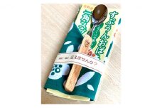 すぷうんおばちゃんの木製三角スプーン＆koigoromo手ぬぐい左利き用【ネコ】