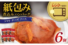 ハンバーグ 煮込み レンジで簡単 6食 入り トマト チーズ ソース 紙包み 肉汁 冷凍 牛肉 豚肉 合い挽き 肉 洋風 ごはん 静岡県 藤枝市 人気