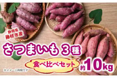 【2025年11月～順次発送予定】 さつまいも 3種 食べ比べセット 約10kg 紅はるか シルクスイート 安納芋 芋 期間限定 サツマイモ 化学肥料 農薬 不使用 焼き芋 旬 季節限定 期間限定 静岡県 藤枝市