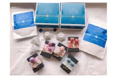 【ピアス × 2点＋イヤリング × 1点】御殿場支え愛スペシャルセットーブルーティー4セット・桜彩SAYAてまり（バッグチャーム２つとピアス2つ＋イヤリング1つ）