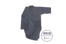 【Lサイズ×男性用：ファスナー有り】天然にこだわった自慢の逸品　【みくりや染織】正藍染手織り木綿作務衣上下一式（上下刺し子織り）