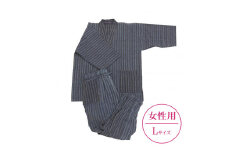 【Lサイズ×女性用：ファスナー無し】天然にこだわった自慢の逸品　【みくりや染織】正藍染手織り木綿作務衣上下一式（上下刺し子織り）