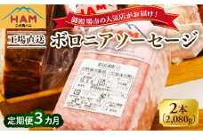 【定期便3ヵ月】二の岡ハム ボロニアソーセージ 1040g×2本 ｜ハム ソーセージ サラダ 惣菜 弁当 おすすめ 人気 アレンジ 