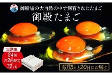 1年間定期便！「御殿たまご」赤たまご20個+破損保障分4個（6ヶ入P×4P）×月2回（5日着、20日着）×12ヵ月　全24回《御殿場こだわり推奨品》　※北海道、沖縄、離島への配送不可