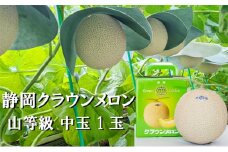 クラウンメロン【上（山等級）】中玉（1.3kg前後）1玉入り 人気 厳選 ギフト 贈り物 デザート グルメ 果物 袋井市