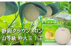 クラウンメロン【上（山等級）】特大玉（1.5kg前後）1玉入り 人気 厳選 ギフト 贈り物 デザート グルメ 果物 袋井市