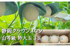 クラウンメロン【上（山等級）】特大玉（1.5kg前後）3玉入り 人気 厳選 ギフト 贈り物 デザート グルメ 果物 袋井市