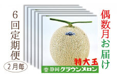 【偶数月6回定期便】クラウンメロン（白等級）特大玉　1玉入