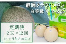 【12か月定期便】クラウンメロン【並(白等級)】小玉(1.1kg前後)2玉入り