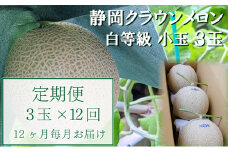 【12か月定期便】クラウンメロン【並(白等級)】小玉(1.1kg前後)3玉入り