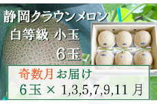 【奇数定期便】クラウンメロン【並(白等級)】小玉(1.1kg前後)6玉入り