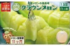 【10ヶ月定期便】クラウンメロン（白上級）1玉入 メロン デザート グルメ 果物 フルーツ 季節の果物 スイーツ 袋井市 静岡県