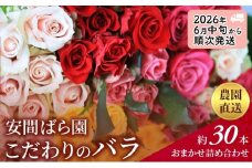 【2026年6月中旬から順次発送】安間ばら園 こだわりの バラ おまかせ詰め合わせ約30本入 クール便 花 ギフト 誕生日 記念日 花束 プレゼント バラ フラワーギフト