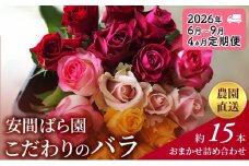 【2026年6月～9月定期便】安間ばら園 こだわりの バラ おまかせ詰め合わせ約15本 4か月定期便 花 ギフト 誕生日 記念日 花束 プレゼント バラ フラワーギフト