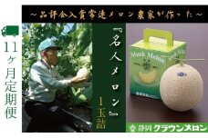【11ヶ月定期便】『クラウンメロン ”名人メロン” 1玉 』 　果物 フルーツ デザート メロン マスクメロン 青肉 高級 ギフト 贈り物 静岡県産 袋井市