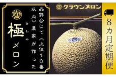 【8ヶ月定期便】『クラウンメロン ”極メロン” 1玉 』 　果物 フルーツ デザート メロン マスクメロン 青肉 高級 ギフト 贈り物 静岡県産 袋井市