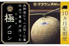 【10ヶ月定期便】『クラウンメロン ”極メロン” 1玉 』 　果物 フルーツ デザート メロン マスクメロン 青肉 高級 ギフト 贈り物 静岡県産 袋井市