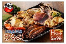 【2025年9月30日受付終了】山鶴魚問屋ひものHセット(5種類)　[干物 詰め合わせ セット 無添加 減塩 金目鯛 あじ いか一夜干し えぼ鯛 シズ さんまみりん干し 地のり 5種 9枚 惣菜 おつまみ おかず 簡単 贈答 お取り寄せ 魚 静岡 伊豆 下田]