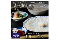 遠州灘天然とらふぐ刺身＜冷凍＞約1人前(1人盛り×1皿)手作りポン酢付き【1474962】