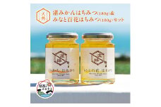 浜名湖ほとりで採れた天然はちみつ　渚みかんはちみつ・みなと百花はちみつ 各180g 2本セット【1392349】