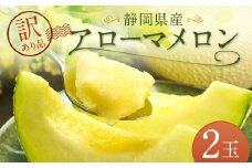 【訳あり品】静岡県産 アローマメロン 2玉 約1.0kg以上×2玉 計約2.0kg以上 化粧箱入｜ 訳アリ 訳あり 果物 フルーツ メロン めろん 青肉 高級 高級ブランドメロン ブランドメロン 高級メロン